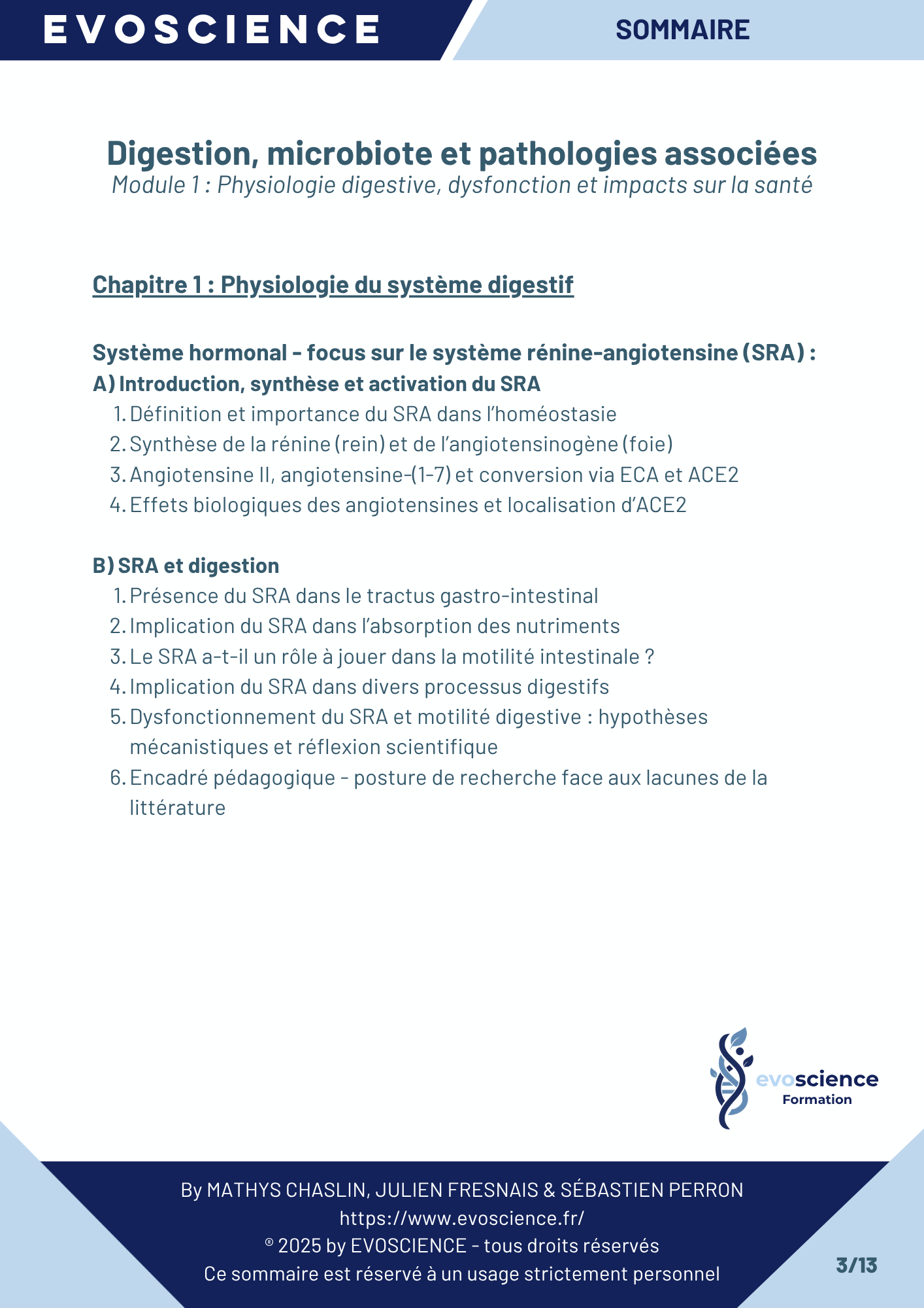 Sommaire chapitre 3